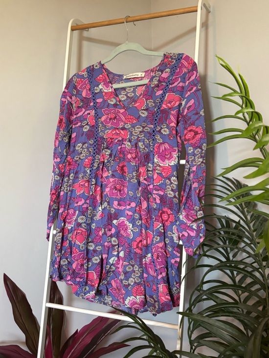 Rusttydustty Dresses & Skirts - Floral Peasant Dress in Purple & Pink